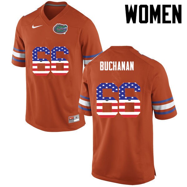 Florida Gators Women #66 Nick Buchanan College Football Jersey USA Flag Fashion Orange